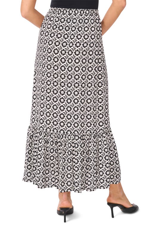 Vince Camuto Foulard Print Tiered Midi Skirt In New Ivory