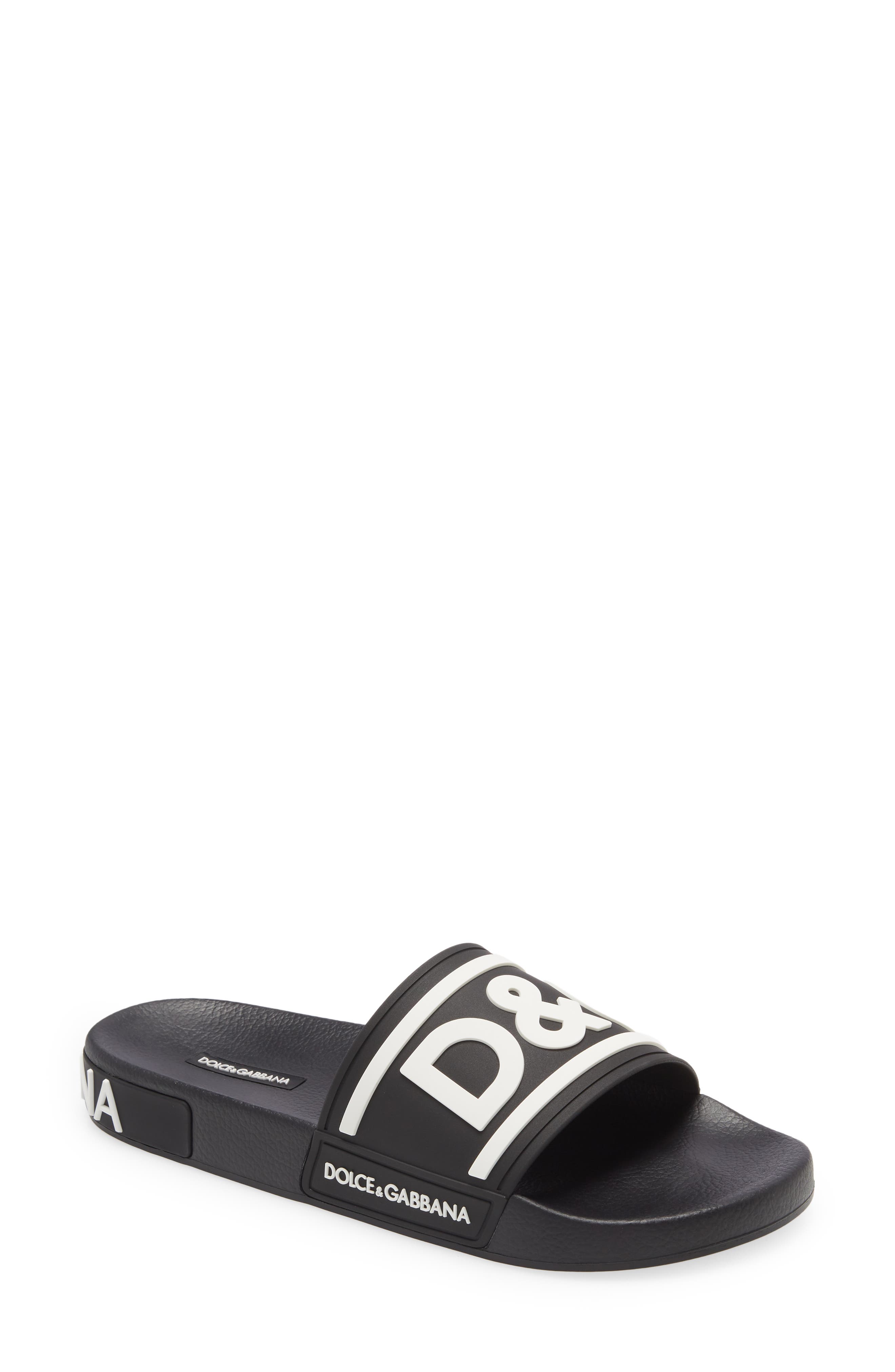 Dolce&Gabbana Logo Slide Sandal, Main, color, 