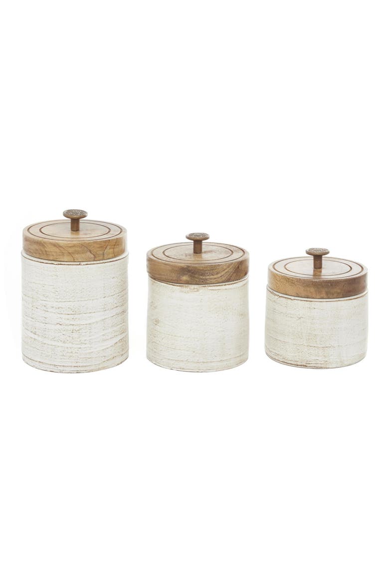 Farm House Set of 3 Ceramic Canisters, Alternate, color, WHITE