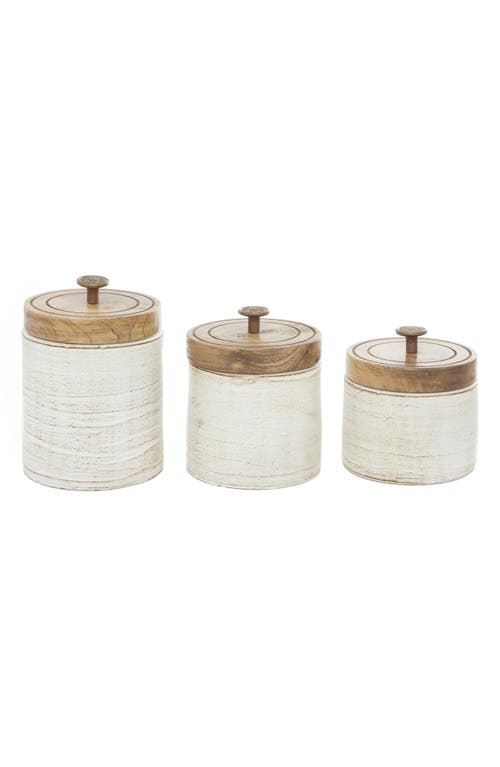 Uma Farm House Set Of 3 Ceramic Canisters In White