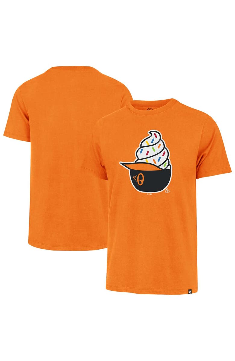 '47 Men's '47  Orange Baltimore Orioles Ice Cream Helmet Franklin T-Shirt, Main, color, Orange