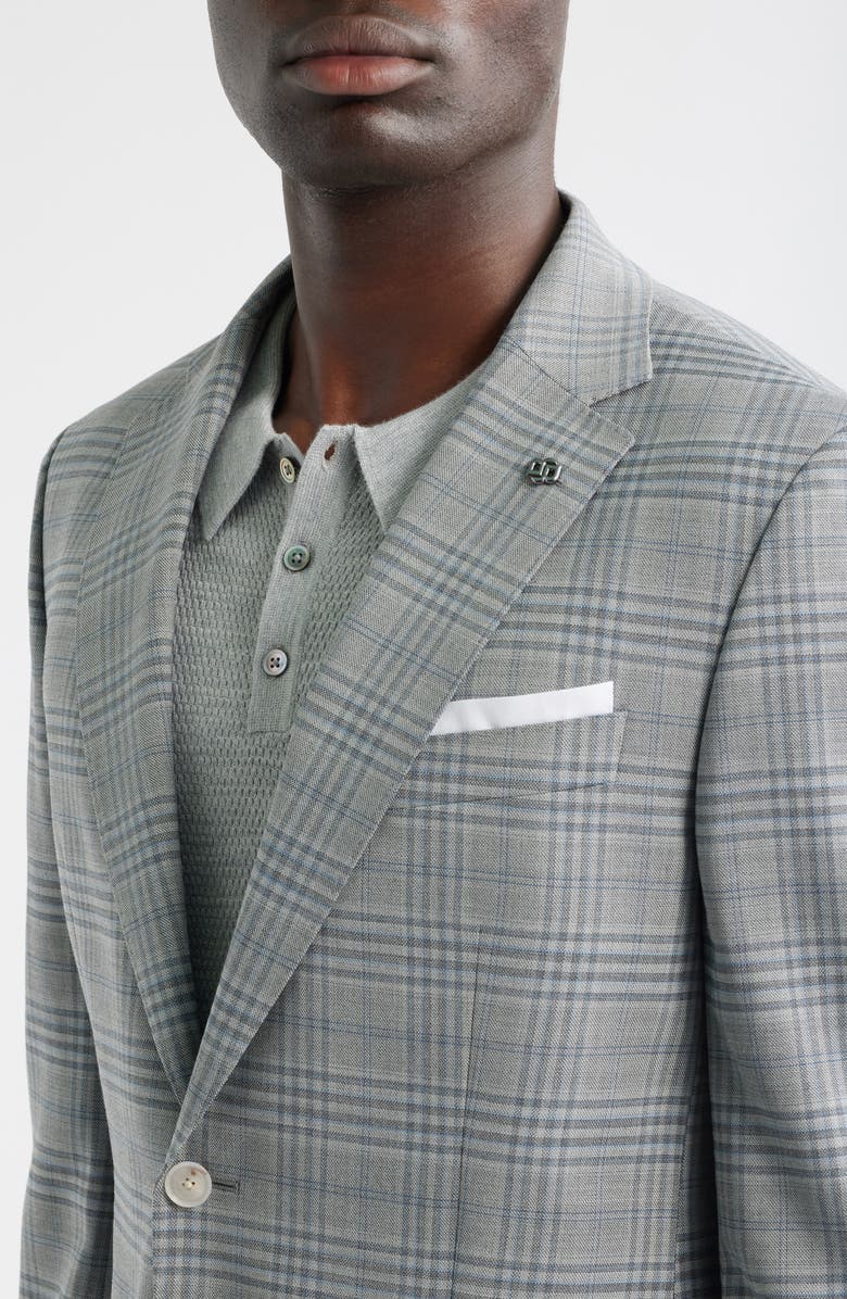 BOSS Hutson Slim Fit Plaid Sport Coat, Alternate, color, Silver
