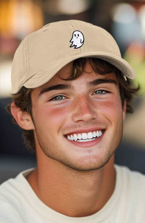 Dalix Ghost Embroidered Low Crown Cap In Khaki
