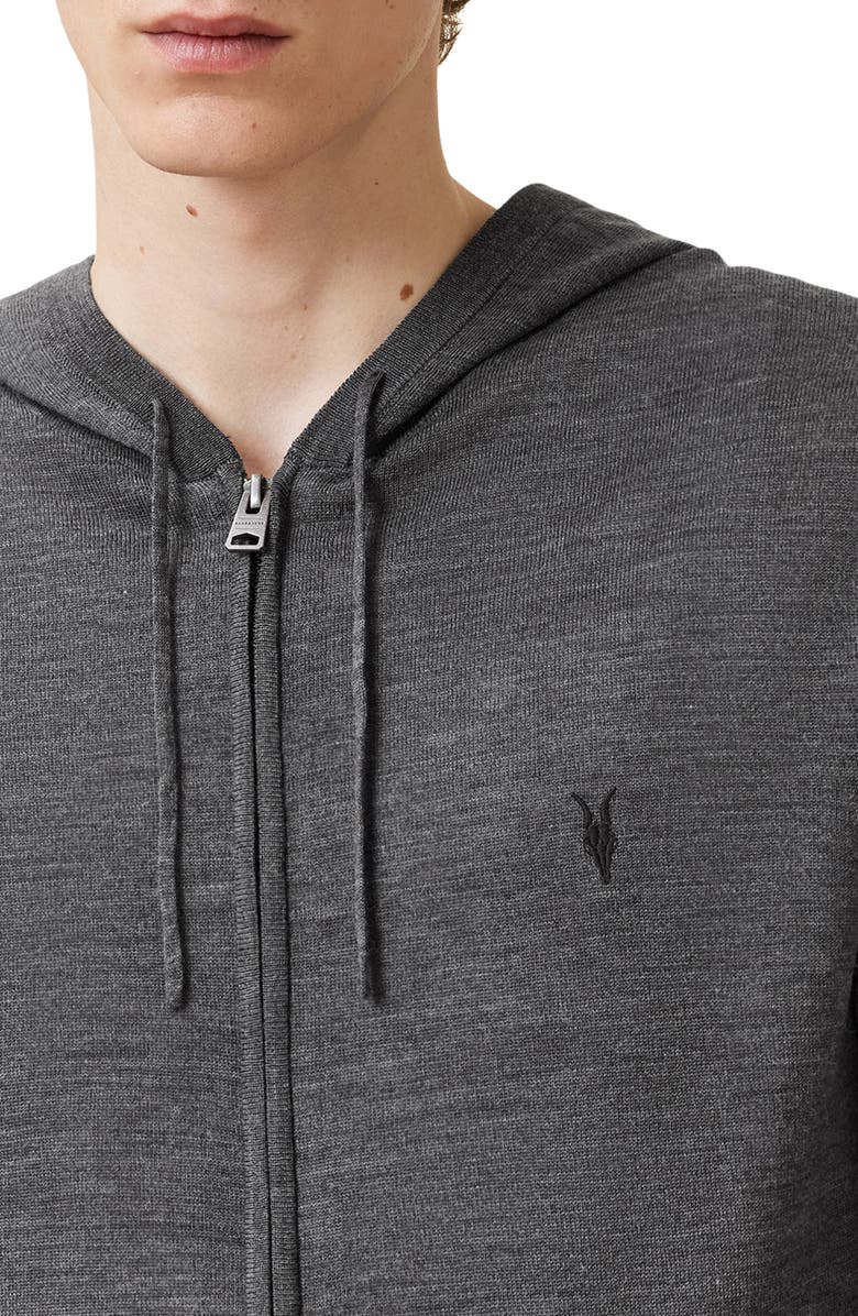 AllSaints Mode Merino Wool Hoodie, Alternate, color, Monument Grey