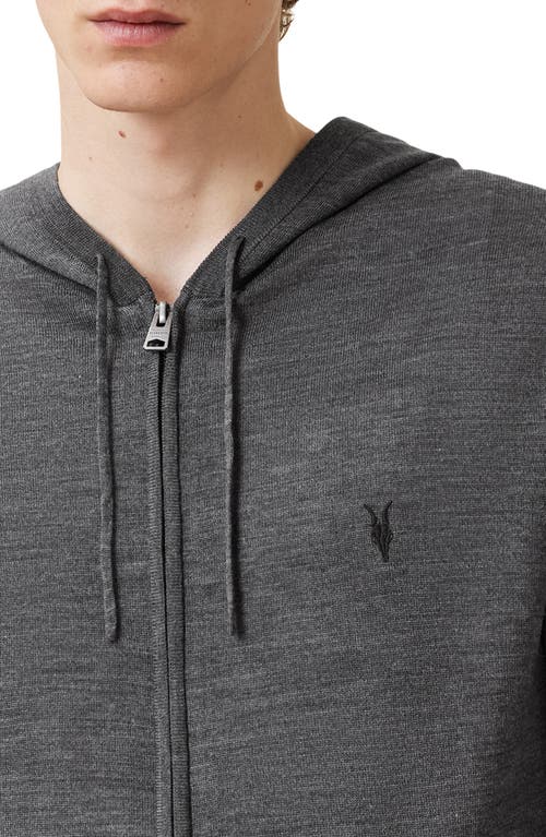 Allsaints Mode Merino Wool Slim Fit Full Zip Hoodie In Monument Grey