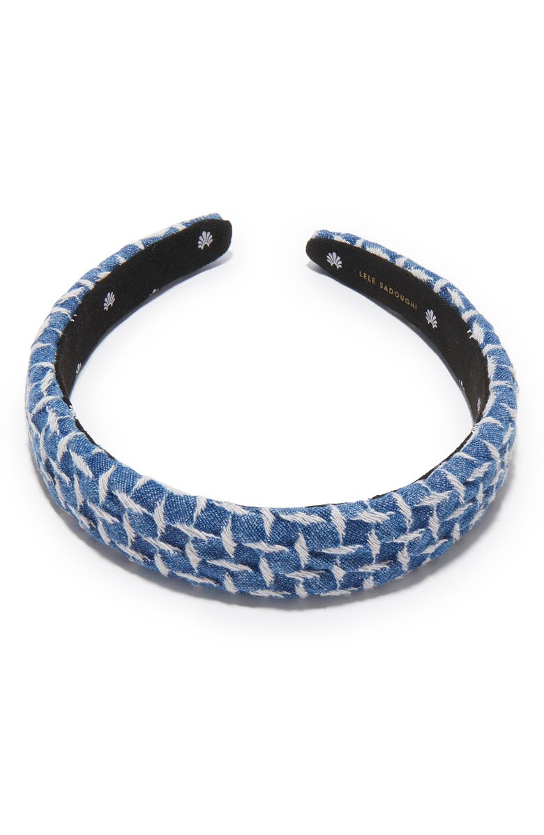 Lele Sadoughi Lattice Denim Headband, Alternate, color, Cadet Blue
