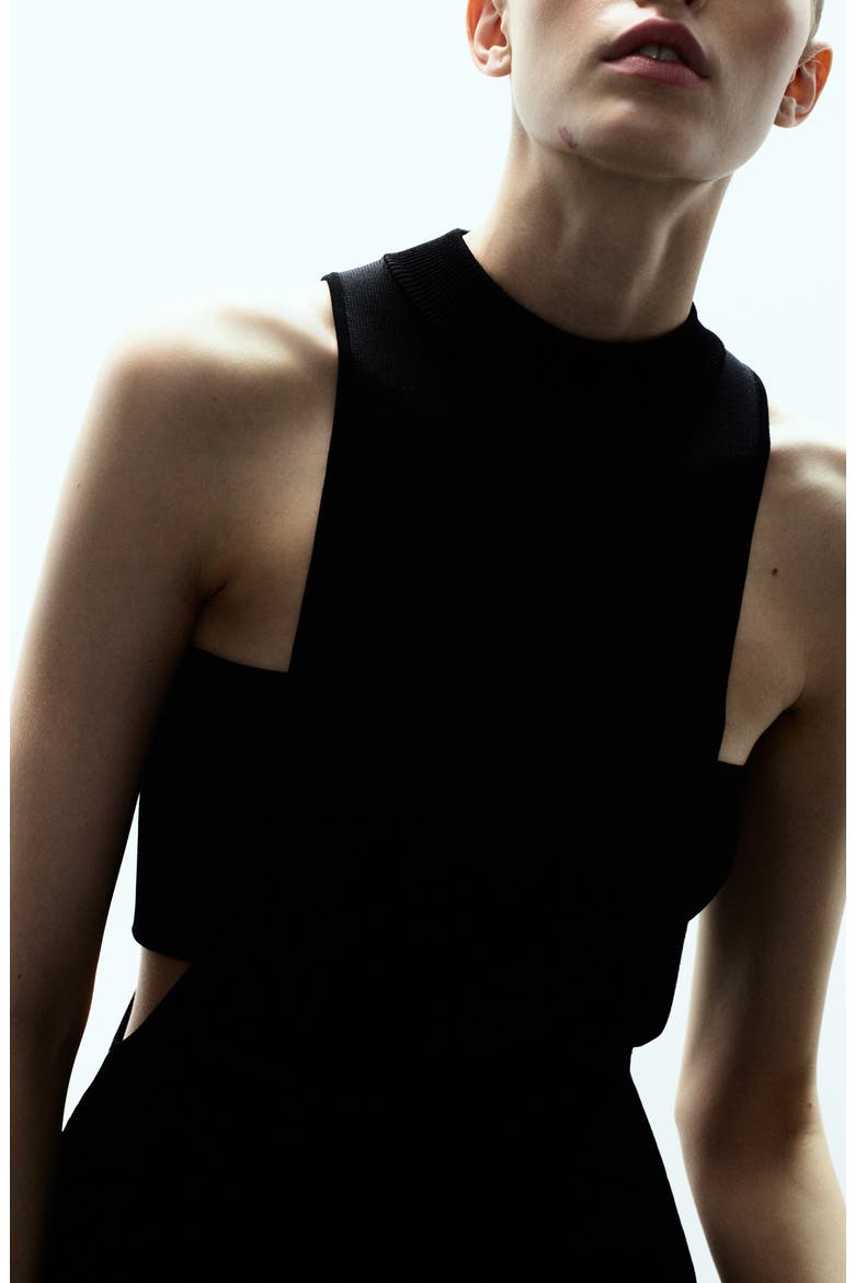x Kaia Gerber Cutout Knit Dress, Alternate, color, BLACK