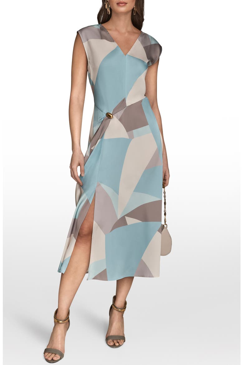 Floral Cap Sleeve Fit & Flare Midi Dress, Main, color, HAZE MULTI