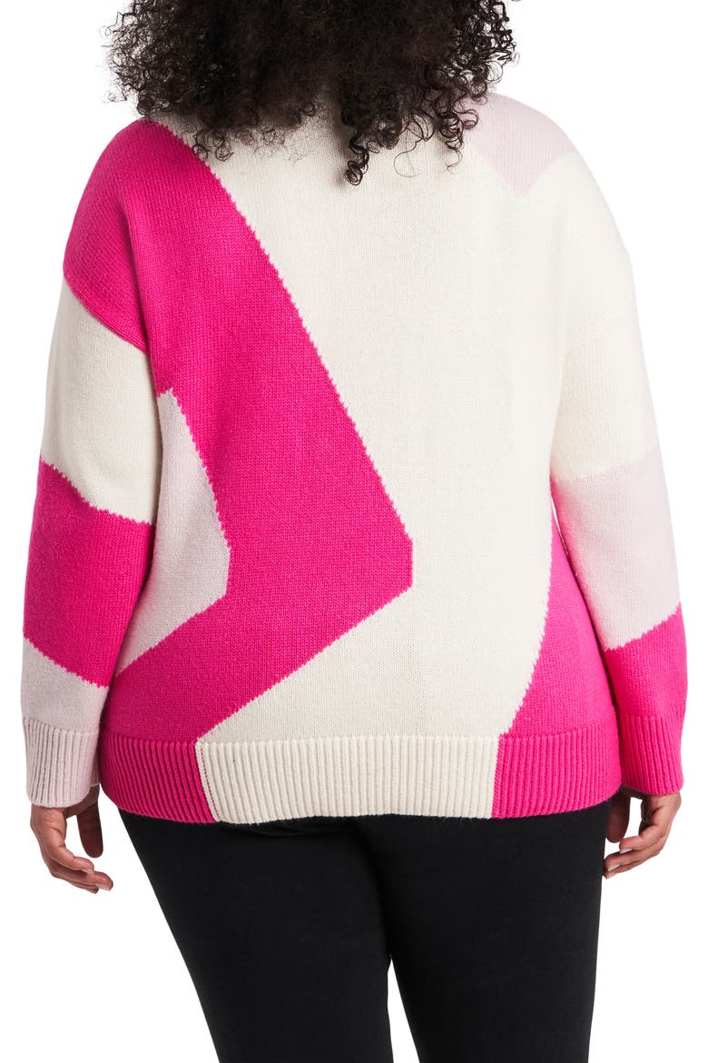 Mod Intarsia Knit Sweater, Alternate, color, LEGACY PINK