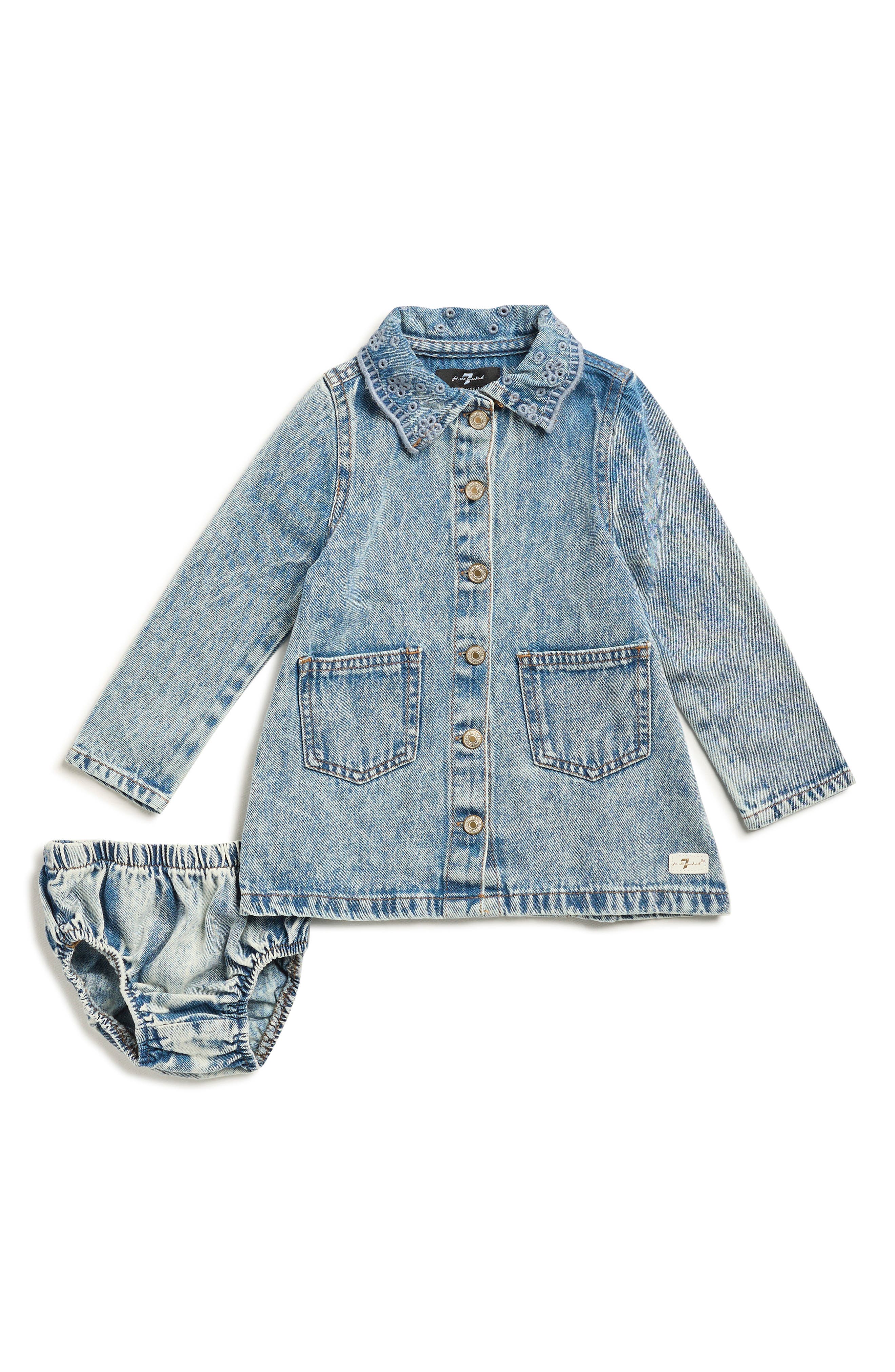 Eyelet Denim Shirtdress & Bloomers