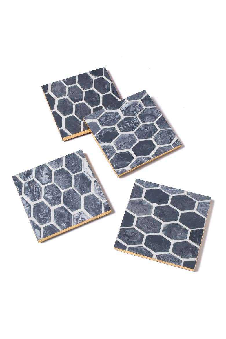 Set of 4 Resin Coasters, Main, color, GREY