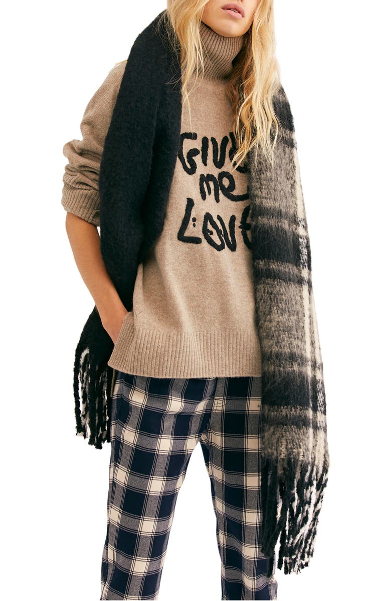 Free People Gemini Plaid Blanket Scarf, Main, color, 
