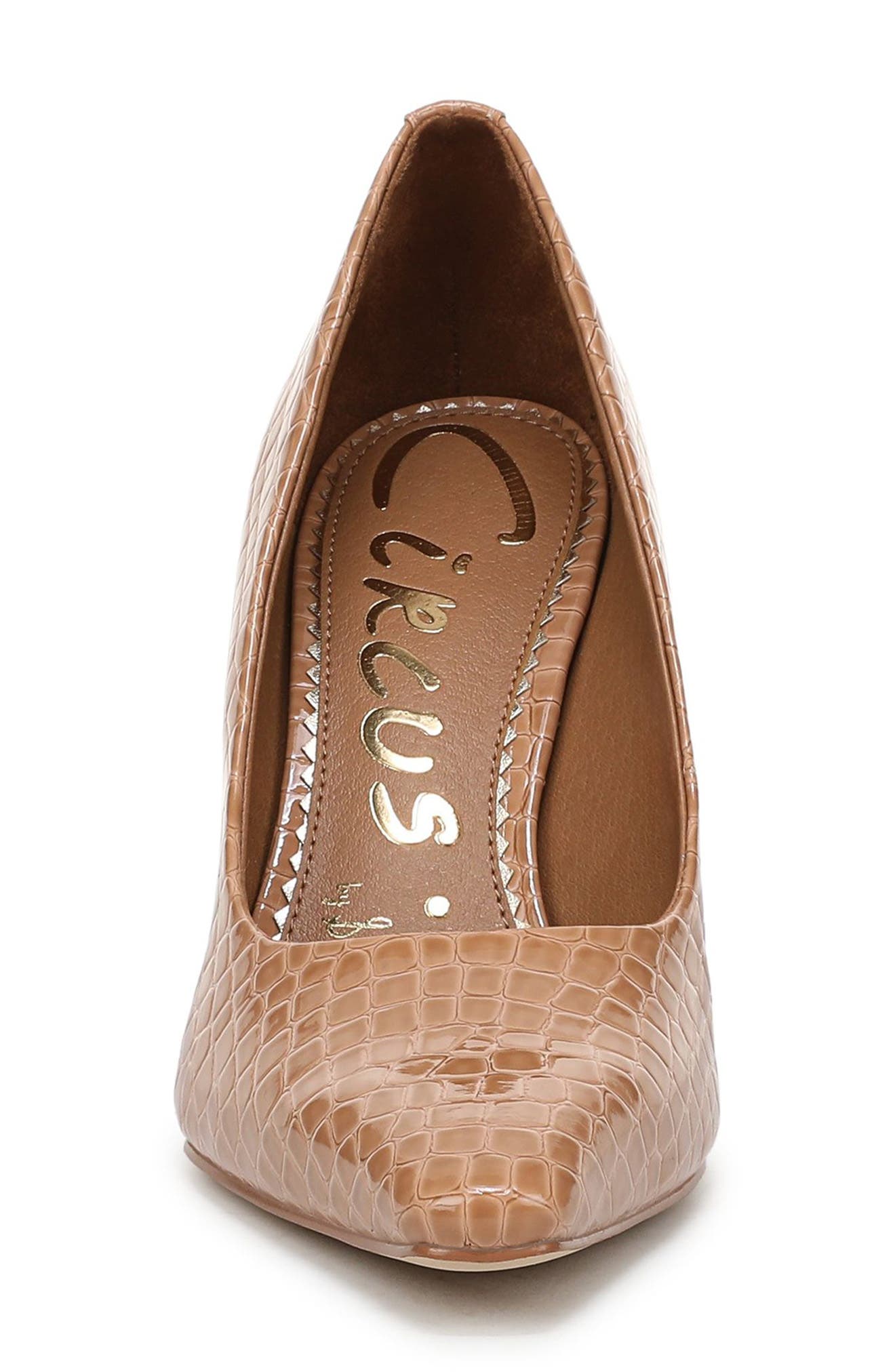 Solenne Croc Embossed Pump, Alternate, color, AMBER SAND