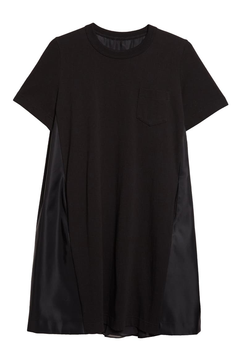 Mixed Media T-Shirt Dress (Nordstrom Exclusive), Alternate, color, BLACK