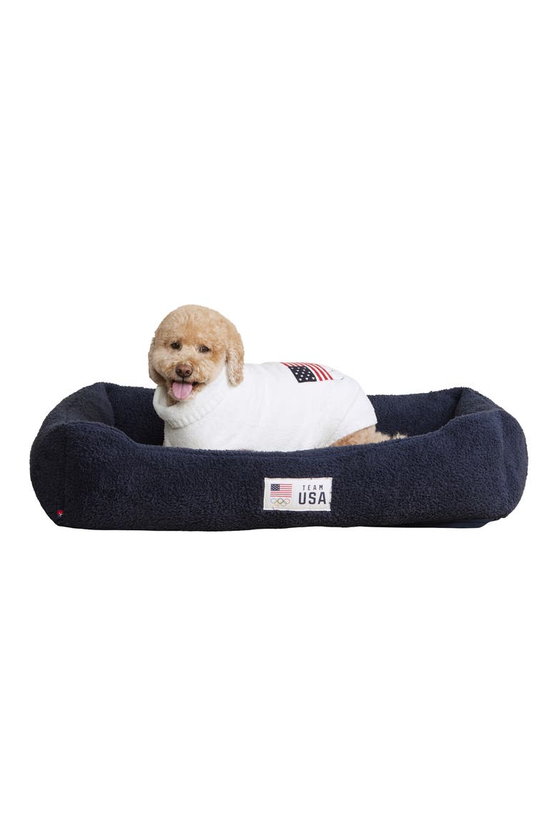 CozyChic® Flag Pet Bed, Alternate, color, INDIGO