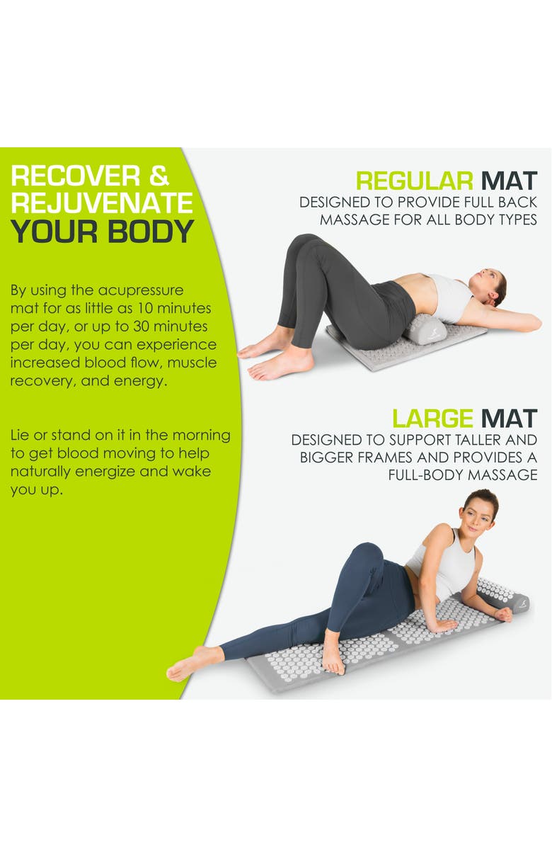 ProsourceFit Acupressure Mat and Pillow Set, Alternate, color, Gray-Gray