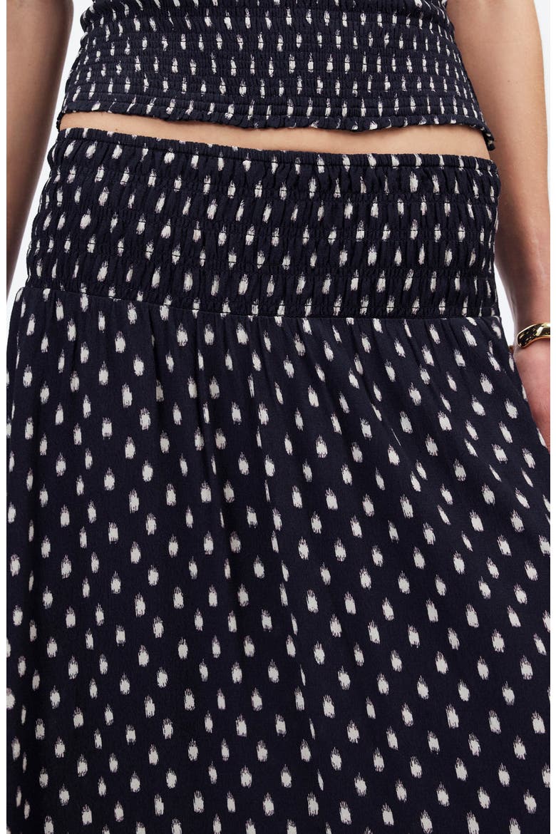 Shibori Dot Smocked Midi Skirt, Alternate, color, SHIBORI DOT WITH PINK