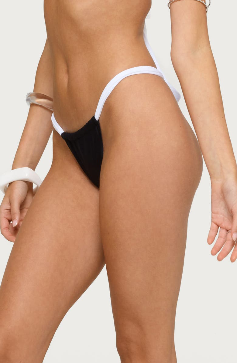 EDIKTED Romana Contrast Bikini Bottoms, Alternate, color, Black