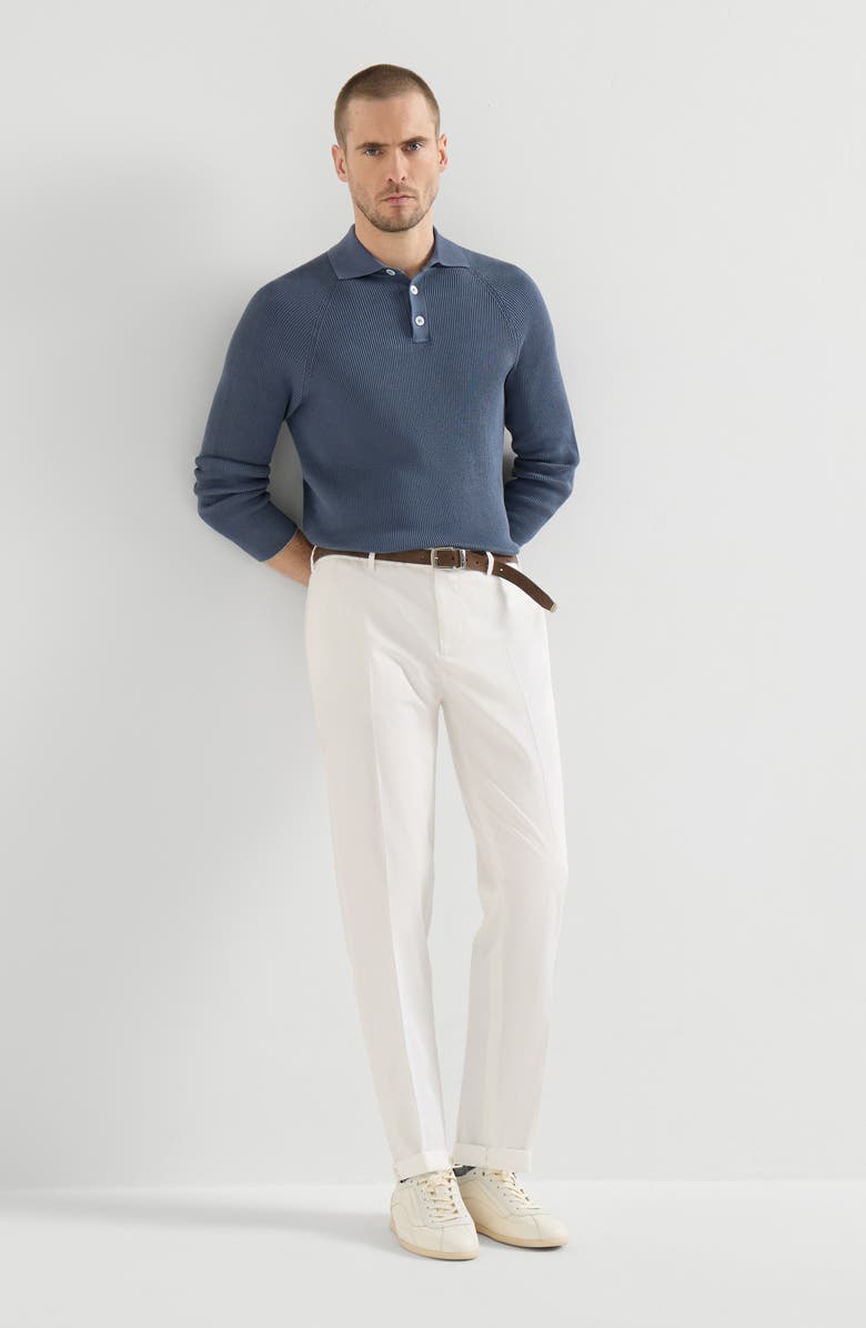 Brunello Cucinelli Comfort gabardine trousers, Alternate, color, Snow