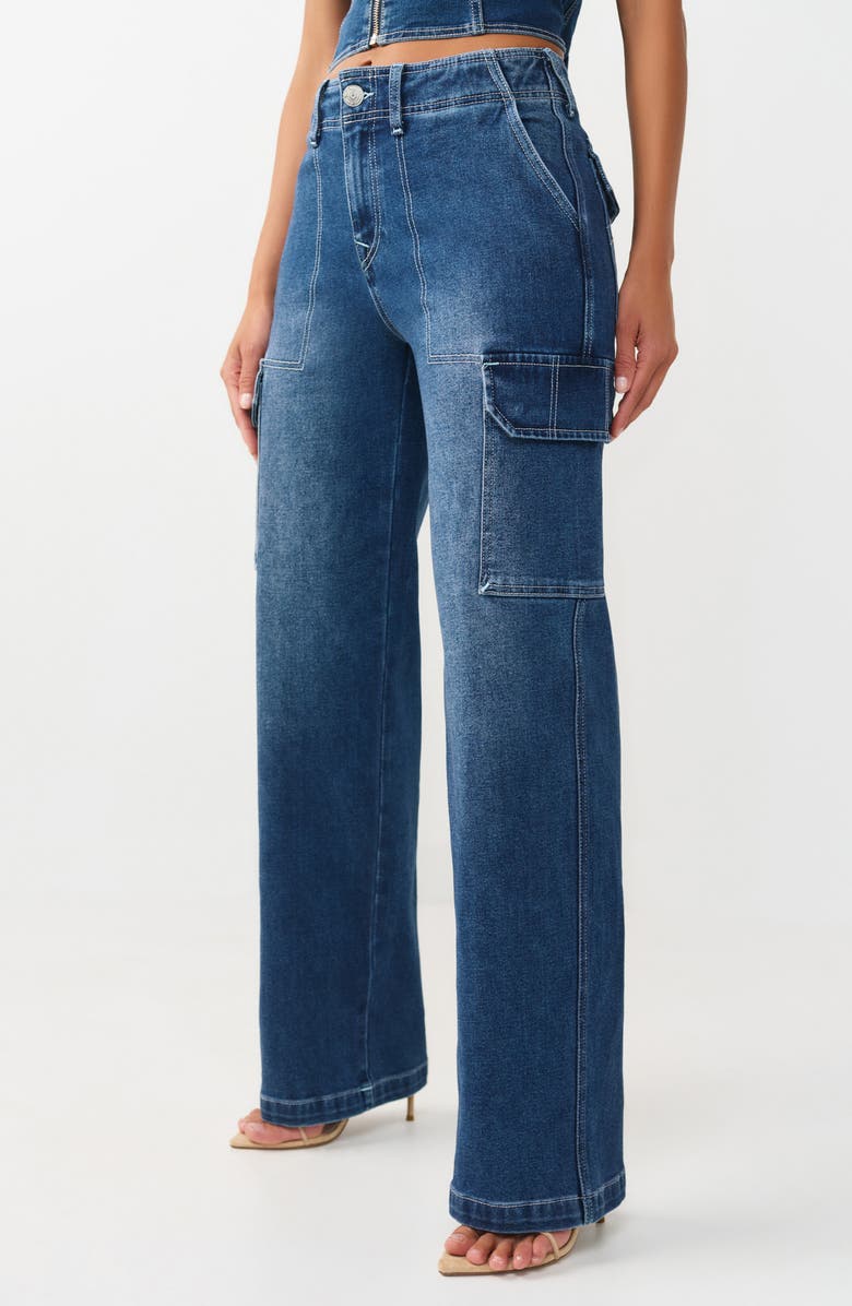 True Religion Cargo Straight Leg Jeans, Alternate, color, Medium Blaze Wash