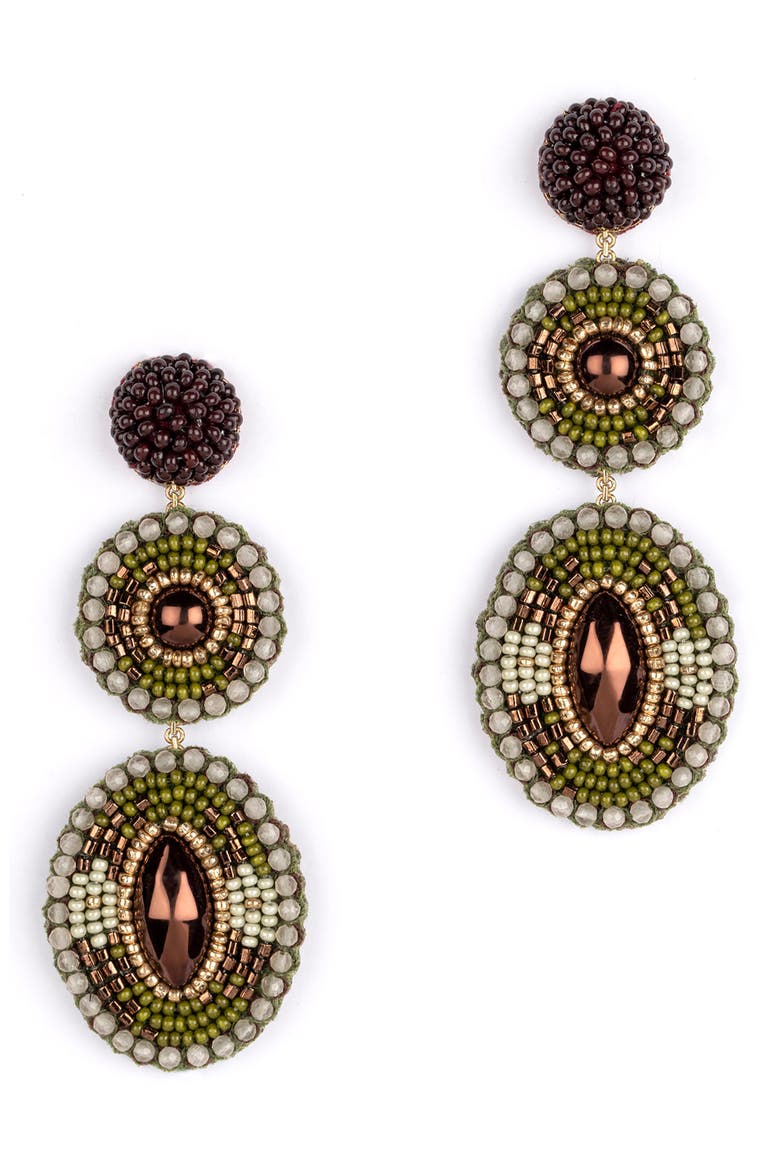 Danya Drop Earrings, Main, color, OLIVE