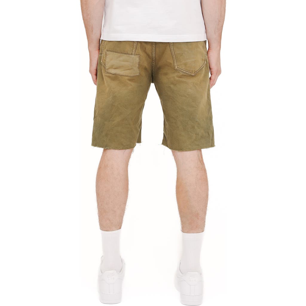 Purple Brand Overdyed Distressed Patchwork Shorts In Green