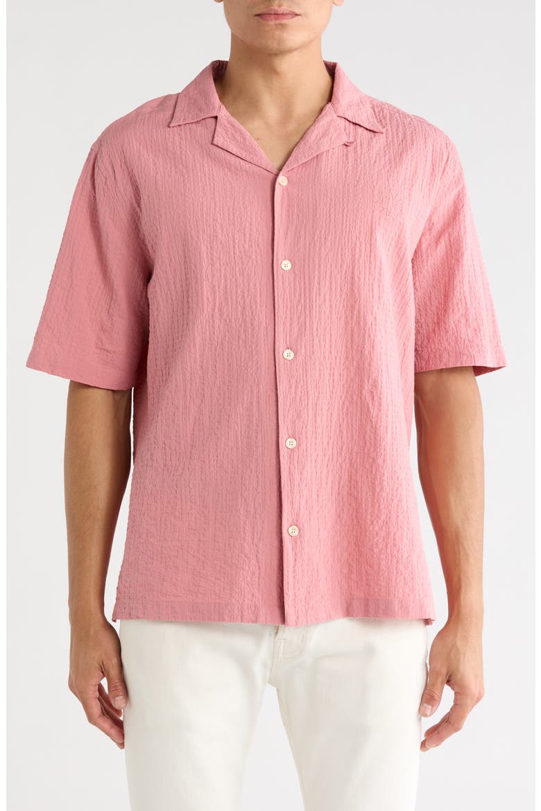Brenne Stretch Organic Cotton Camp Shirt, Main, color, AMARA PINK