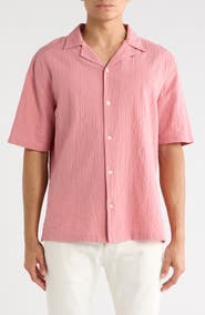 AllSaints Brenne Stretch Organic Cotton Camp Shirt