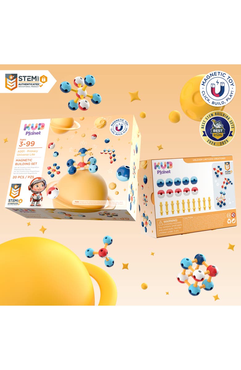KUB Planet Magnetic Building Set Magnetic Blocks Set 20 piece Stem Toy for Kids, Alternate, color, Multicolored