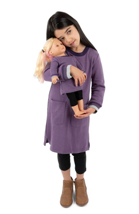 Girls Sweatshirt Dress with Matching Doll Dress