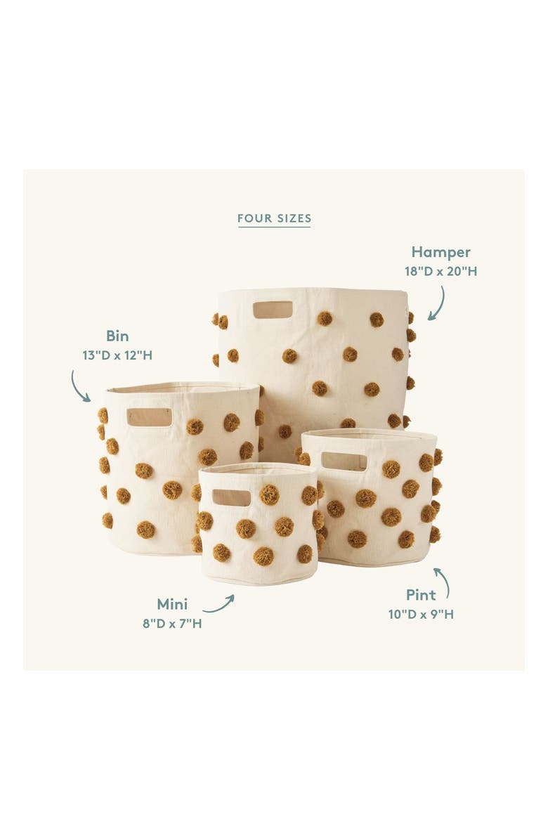Pehr Mini Pompom Canvas Basket, Alternate, color, Dijon