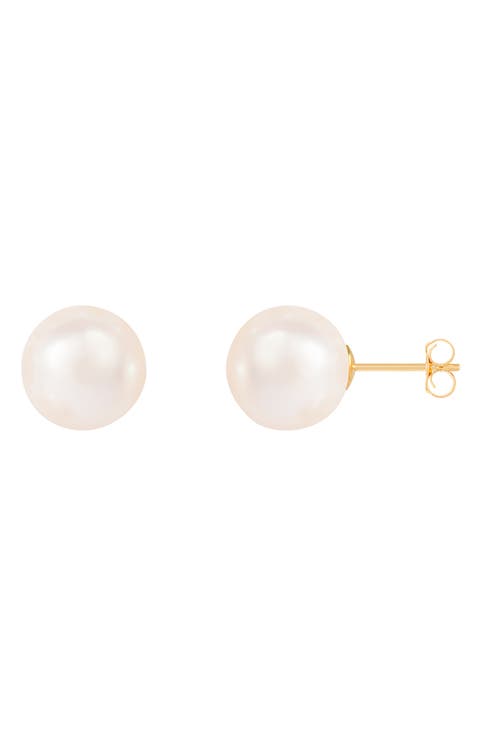 14K Gold 10-10.5mm Cultured Freshwater Pearl Stud Earrings