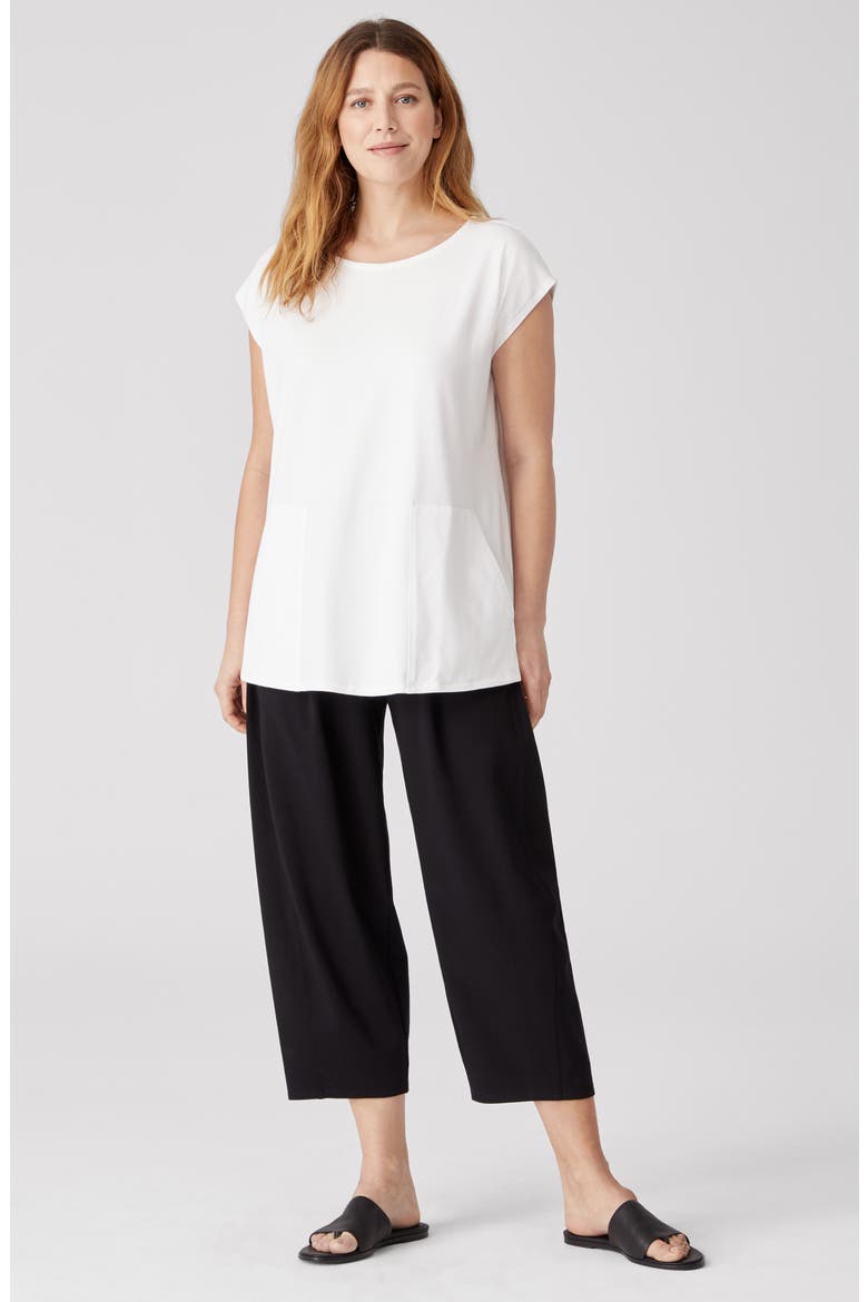 Jewel Neck Boxy Jersey Tunic, Alternate, color, WHITE