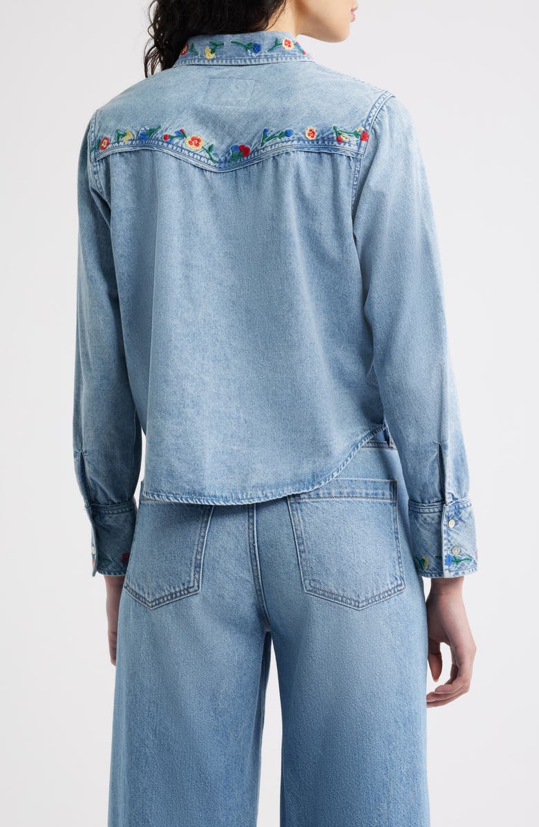 Rails Bari Embroidered Western Chambray Button-Up Shirt, Alternate, color, Faded Indigo Floral Embroidery