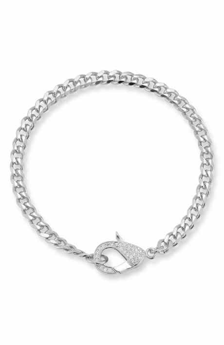 SPHERA MILANO Pavé Cubic Zirconia Clasp Curb Chain Bracelet