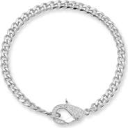 SPHERA MILANO Pavé Cubic Zirconia Clasp Curb Chain Bracelet