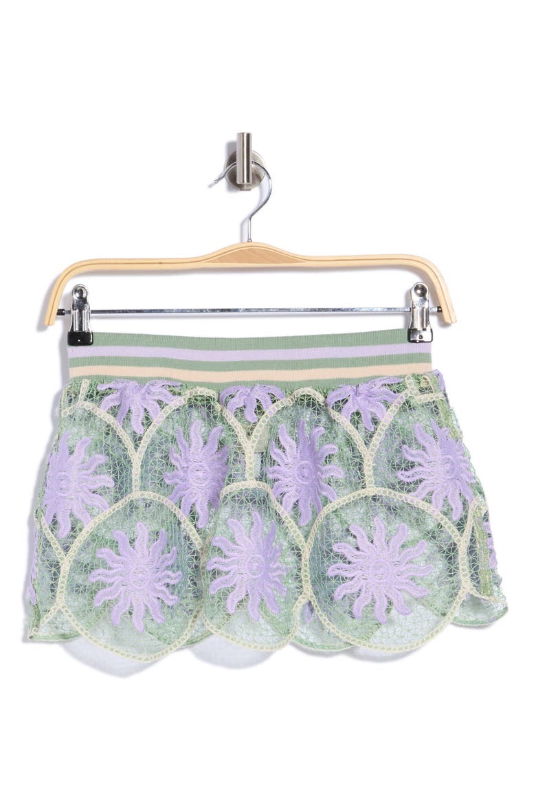 Floral Lace Cover-Up Miniskirt, Main, color, MEDIUM GREEN