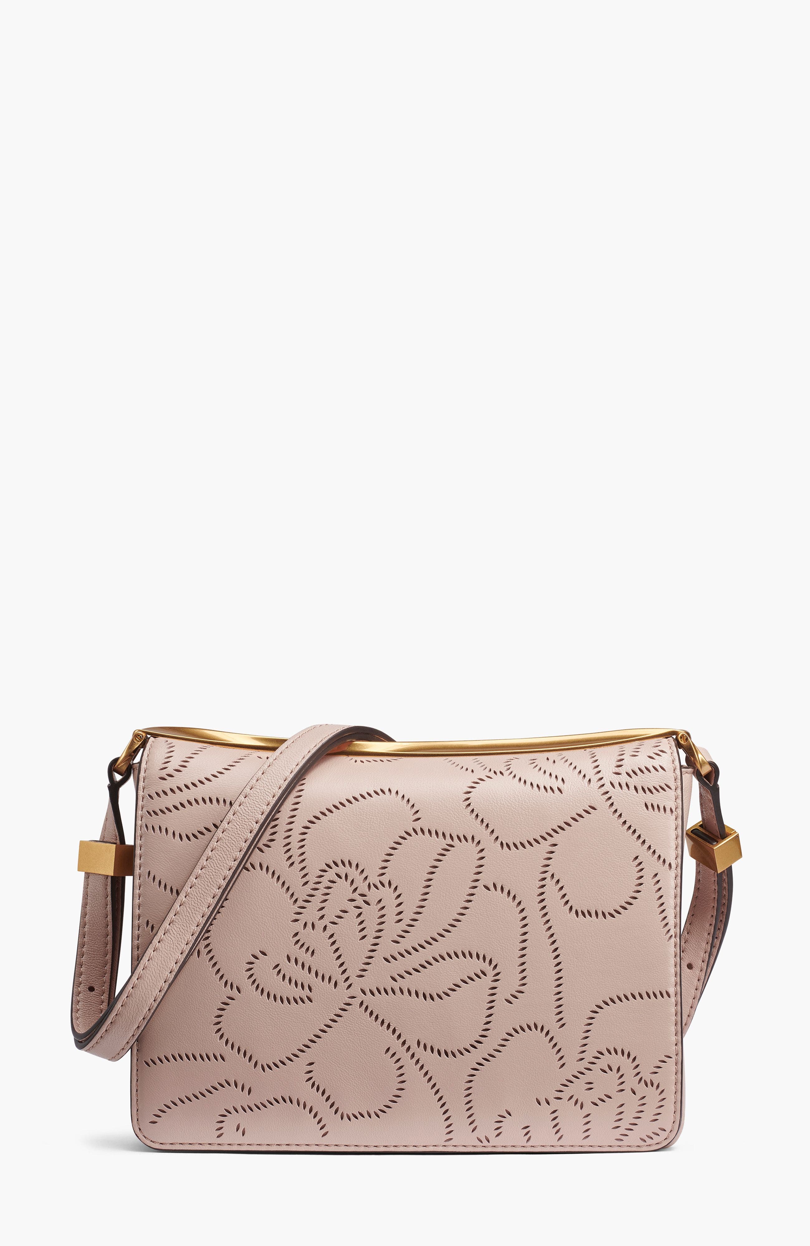 Donna Karan New York Jericho Floral Perf Shoulder, Main, color, Snow Petal