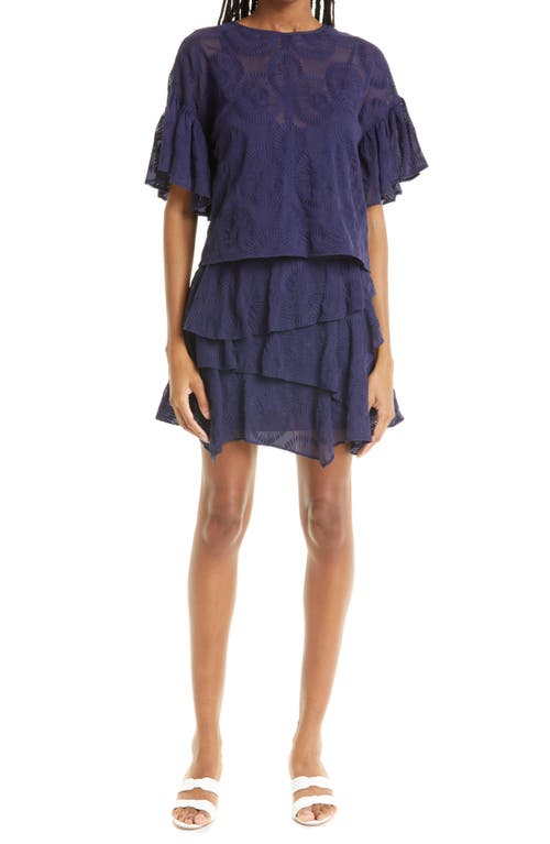 Ted Baker London Tieri Asymmetric Tiered Skirt In Dark Navy