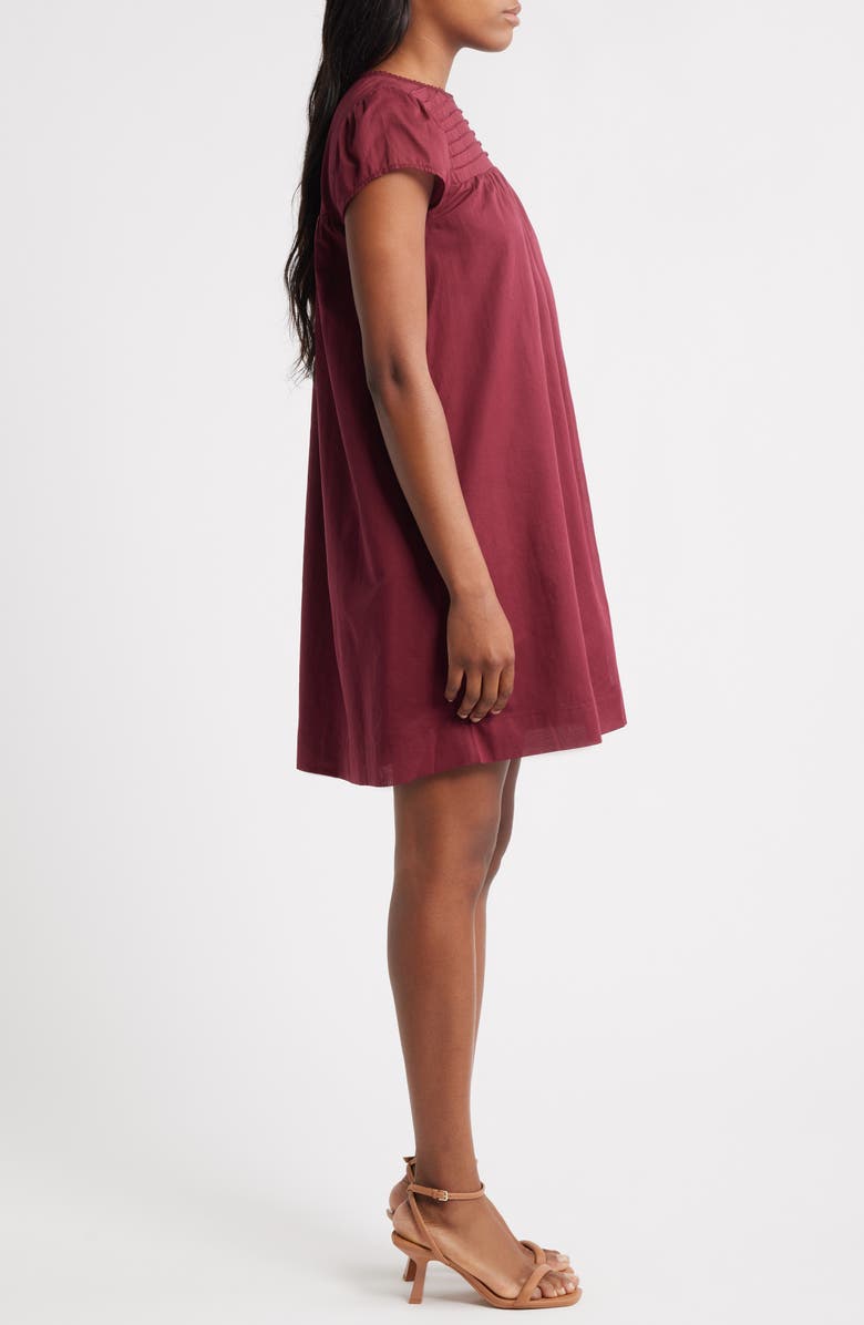 Charles Henry Pintuck Cotton Minidress, Alternate, color, Burgundy