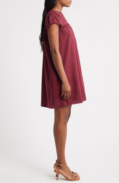 Charles Henry Pintuck Cotton Minidress In Burgundy