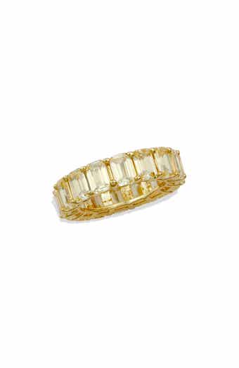 SAVVY CIE JEWELS Canary CZ Emerald Cut Eternity Ring