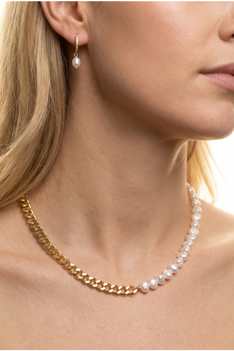 Baroque Pearl 18K Gold Plated Necklace And Pearl Drop Earring Set, Alternate, color, 18K Gold Plated / White Pearl
