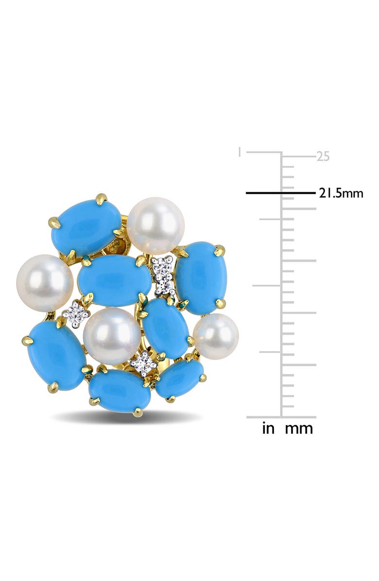 DELMAR Cultured Freshwater Pearl & Created Turquoise Cluster Earrings, Alternate, color, 