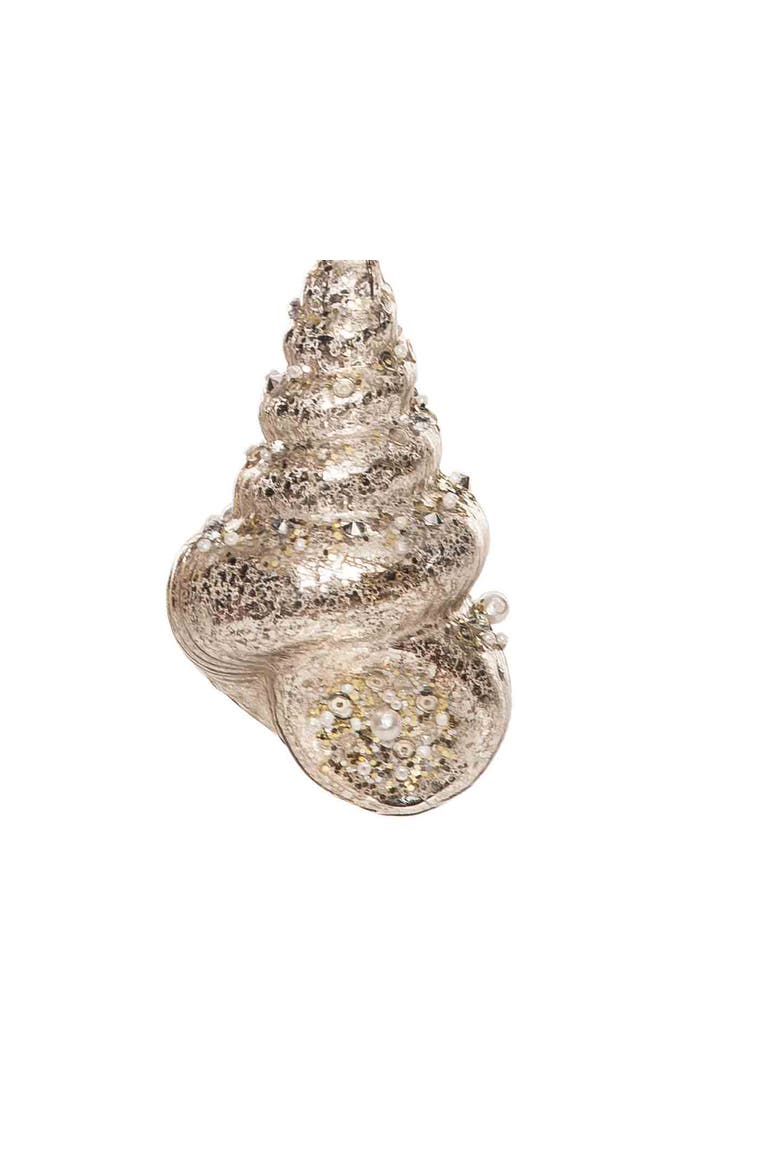 Glass Gold Augur Shell Christmas Tree Ornament, Alternate, color, Gold