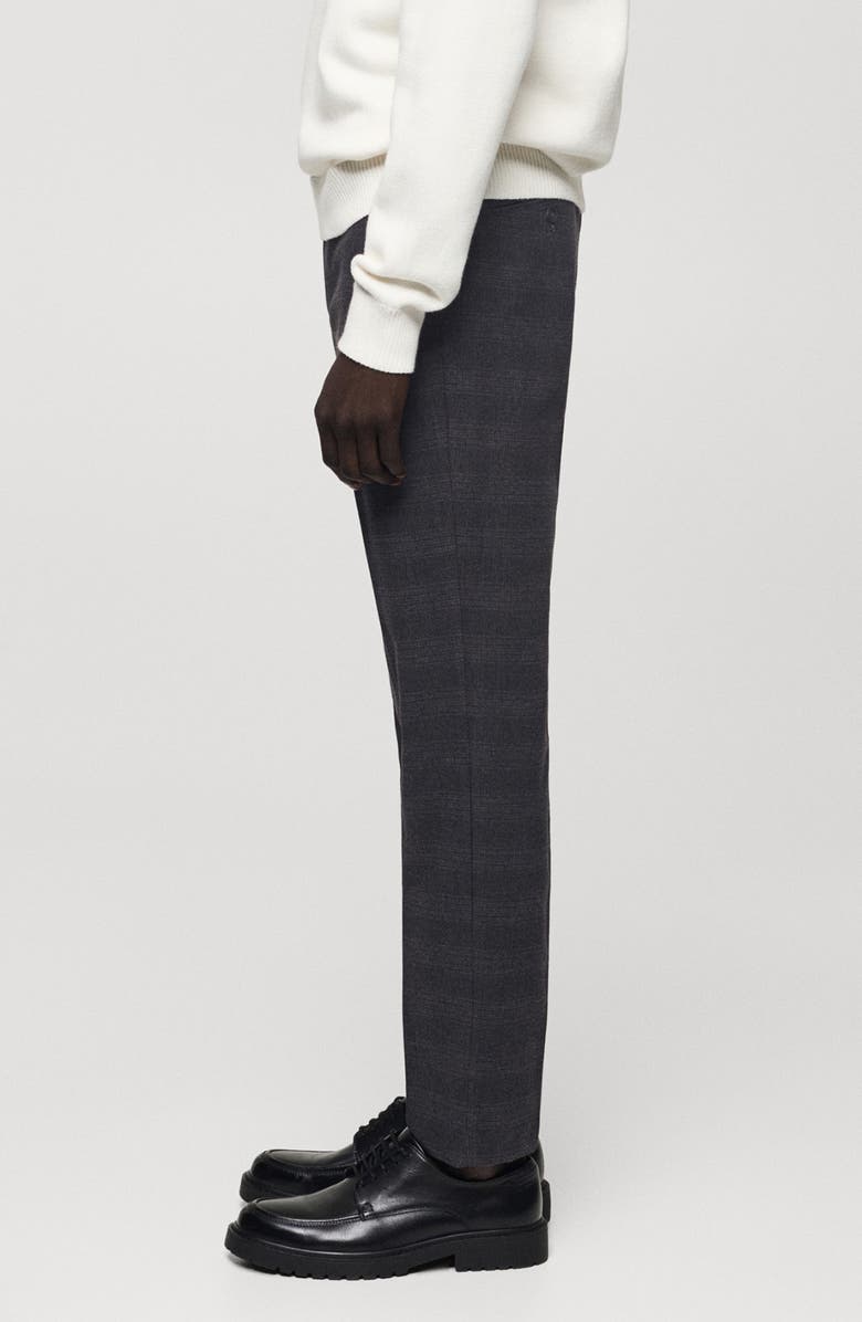 MANGO Check Slim Fit Pants, Alternate, color, Dark Heather Grey