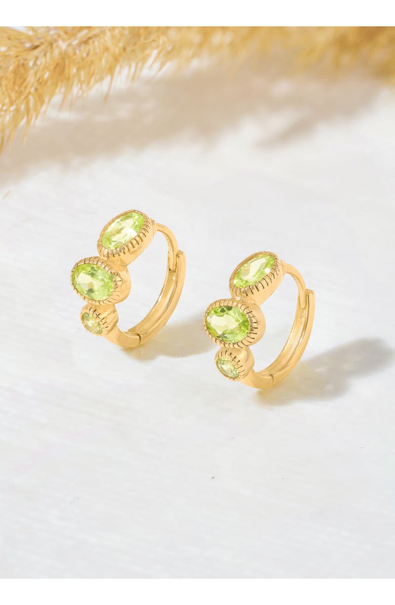 YS GEMS Gemstone Huggie Hoop Earrings, Alternate, color, Green