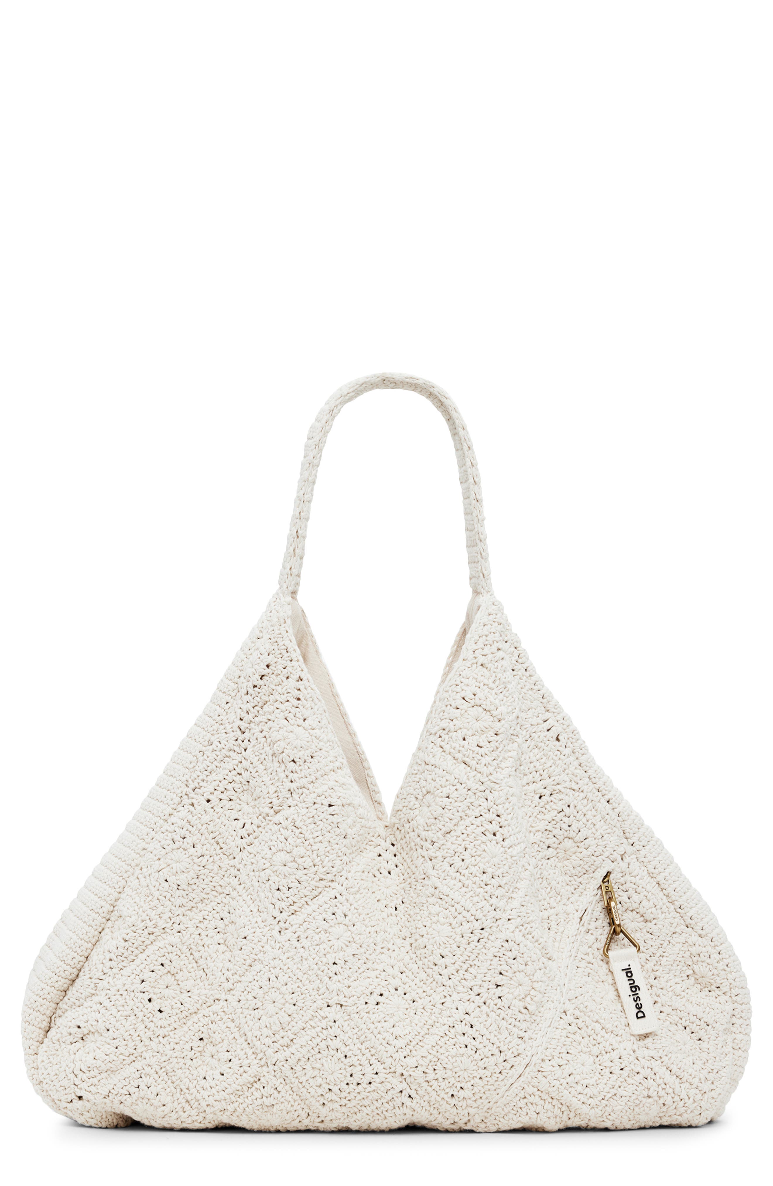 Desigual Cotton Crochet Shoulder Bag, Main, color, 