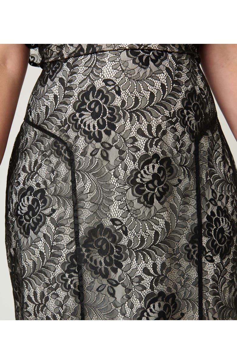 Unique Vintage Plus Size 1930s Flutter Sleeve Gown, Alternate, color, Black/Nude