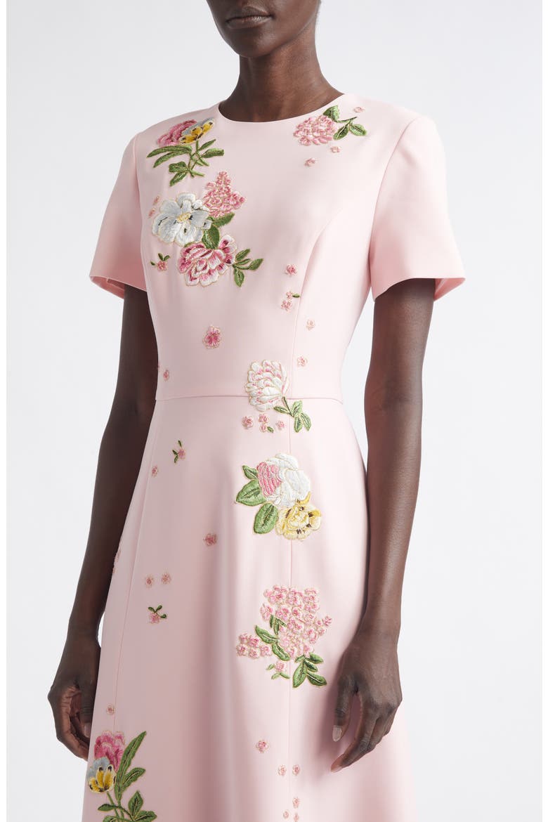 Floral Embroidered Crepe Gown, Alternate, color, ROSEWATER